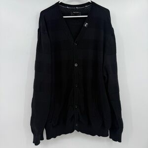 Lifted Research Group LRG Sweater Men 4XL Black Knit Cardigan Buttons V Neck